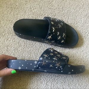 Tory Burch Black Star Slide On Sandals Size 9 Fits like 8.5